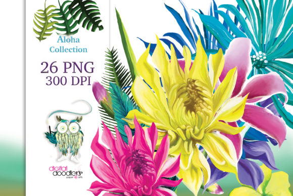 Aloha Watercolor Hawaiian Flowers Illustrations