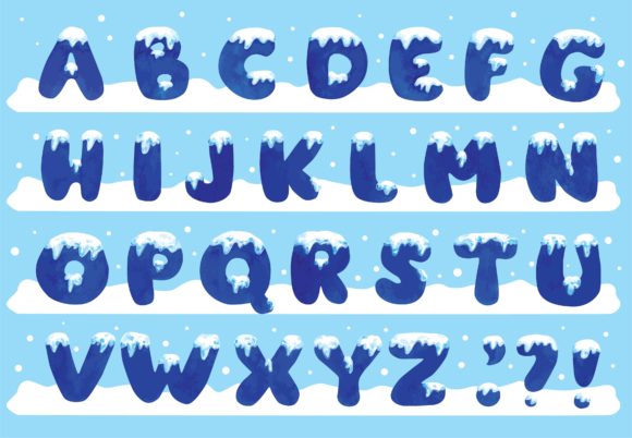 Alphabet with Snow Watercolor Vector Review