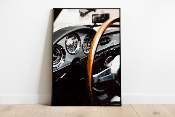 Dashboard Car Vintage Watercolor Illustrations