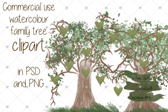 Family Tree Watercolour Clipart & Illustrations