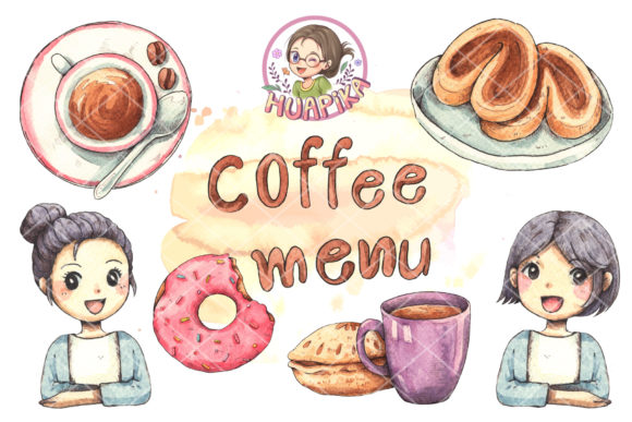 Hand Drawn Watercolor Coffee and Dessert Review