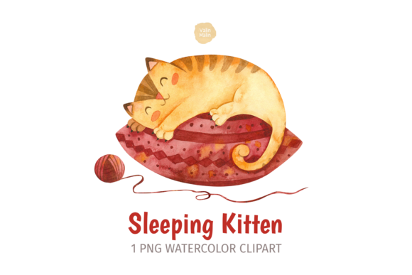 Sleeping Ginger Cat Clipart & Illustrations