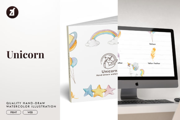 Unicorn Watercolor Illustrations for Crafters