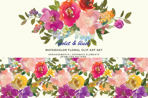 Violet and Blush Watercolor Clipart Set Review