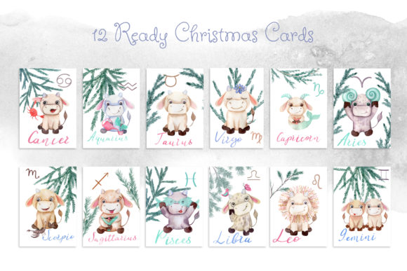 Watercolor Bulls Zodiac Ready Cards Review
