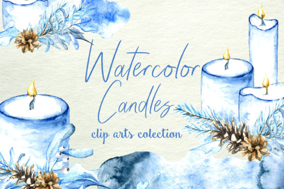 Watercolor Candles Clip Art Collection Illustrations