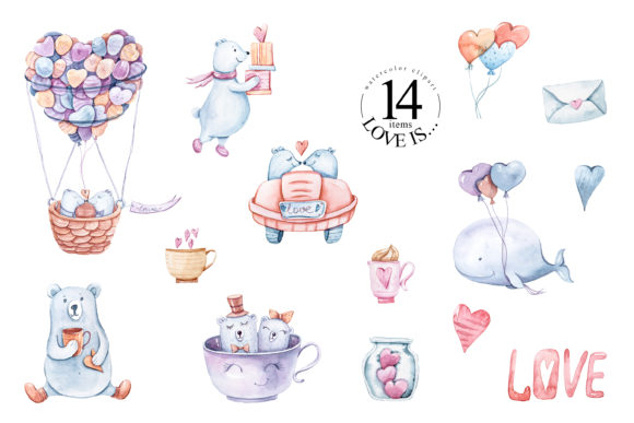 Watercolor Cute Bears Clipart Collection Illustrations