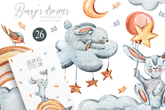 Watercolor Cute Sleeping Bunny Clipart Review