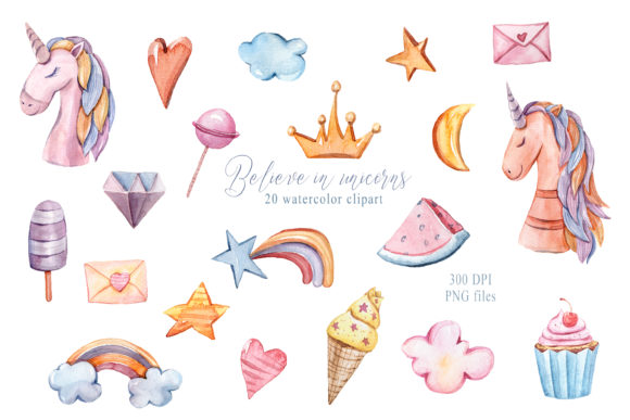 Watercolor Cute Unicorns Clipart Review