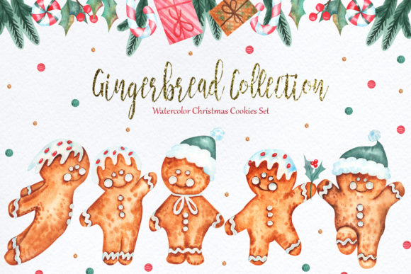 Watercolor Gingerbread Collection Illustrations