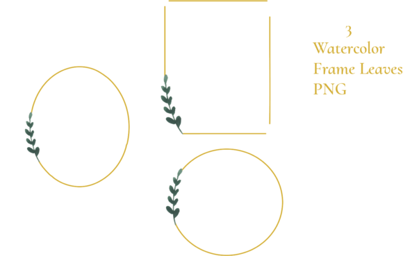 Watercolor Gold Three Frames Leaves Illustrations