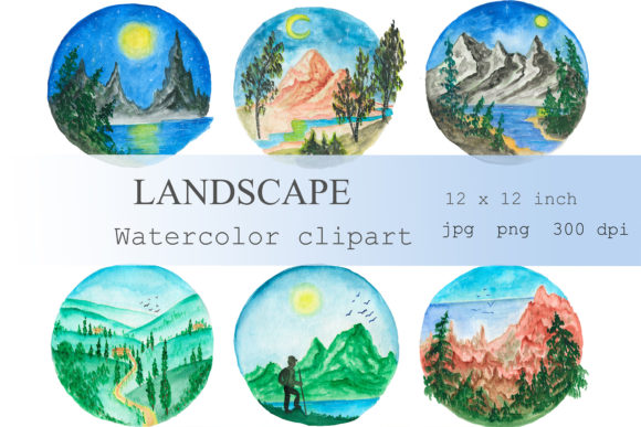 Watercolor Mountains Illustrations for Design