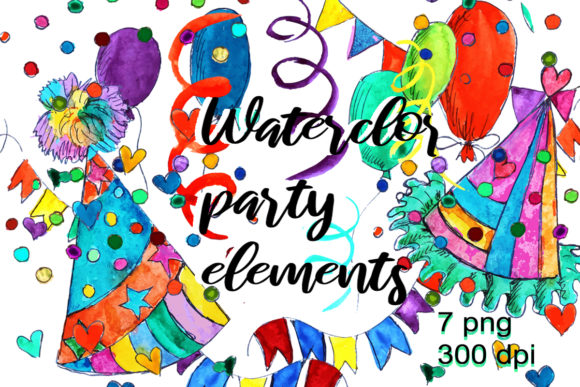 Watercolor Party Cliparts & Illustrations