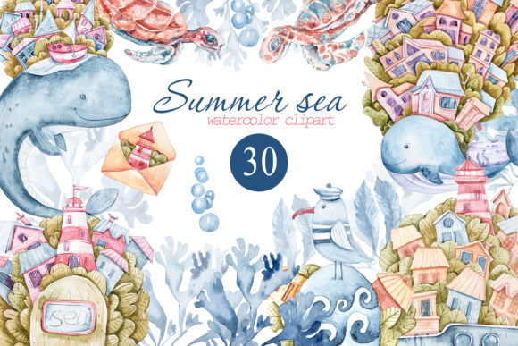 Watercolor Whales Illustrations Review