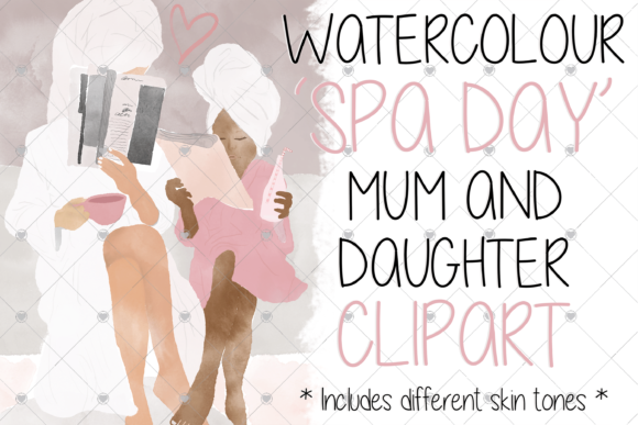 Watercolour Mum & Daughter Beauty Illustrations