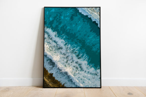 Wave Beach Landscape View Watercolor & Illustrations