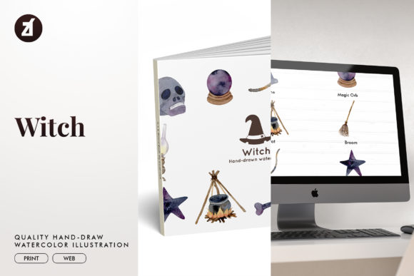 Witch Watercolor Illustration Graphic Review